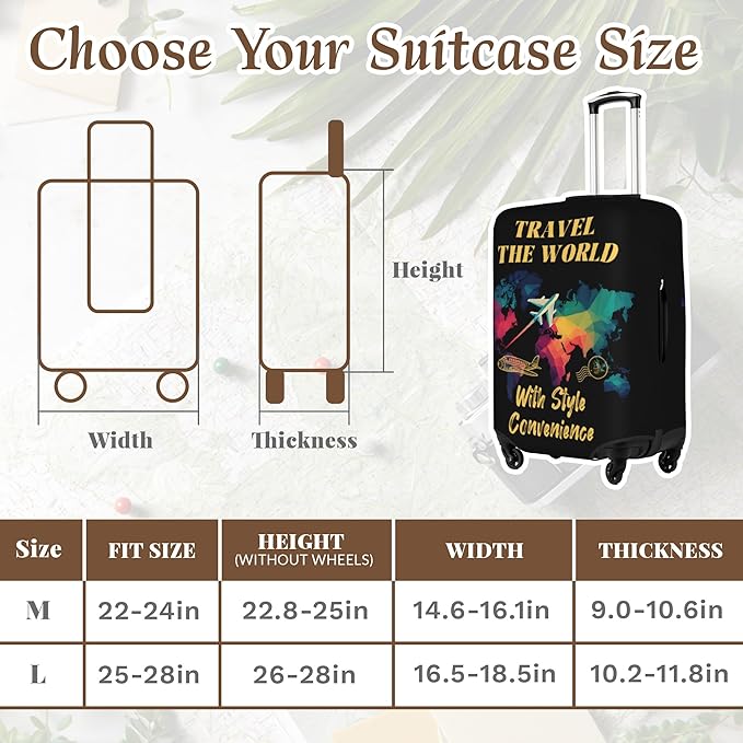 Luggage Cover, Travel Suitcase Covers, Elastic Suitcase Protective Cover, Scratchproof Luggage Protector, Washable Dustproof Trolley Case Protector Fit 22-28 Inch (bk, L（25-28inch suitcase）)