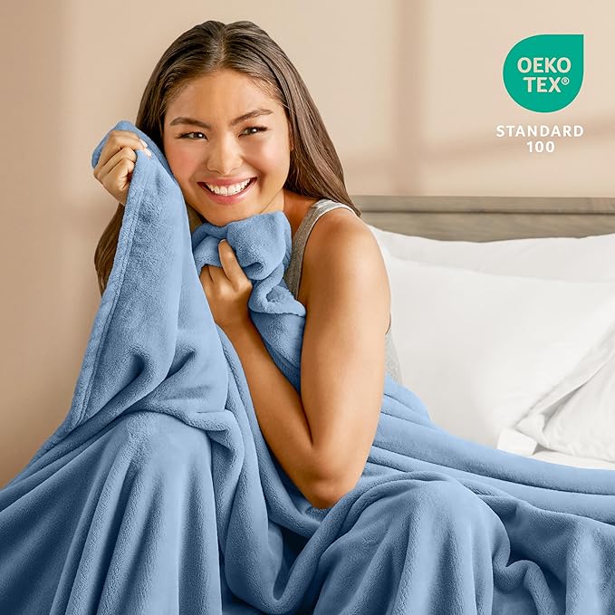Bare Home Fleece Blanket - Throw/Travel - Ultra-Soft Lightweight for Bed, Sofa, and Couch - Luxury Microplush - Cozy Warm Blanket (Throw/Travel, Coronet Blue)