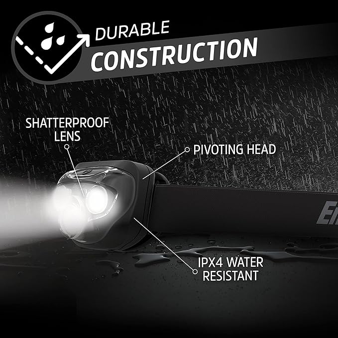Energizer LED Headlamp PRO (2-Pack), IPX4 Water Resistant Headlamps, High-Performance Head Light for Outdoors, Camping, Running, Storm, Survival LED Light for Emergencies (Batteries Included)