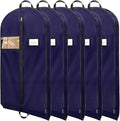 BALEINE 5PK Heavy Duty Garment Bag with Shoe Storage Travel Bag for Dresses, Suit, Coats Travel Essential (43", Blue)