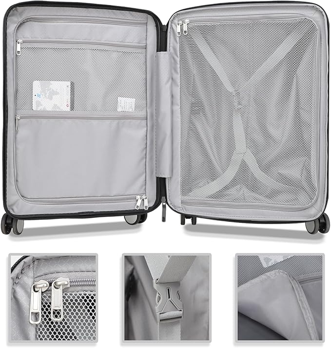 28 Inch Luggage with Spinner Wheels, Lightweight Expandable PC Hardside Large Checked Luggage with TSA Lock, Durable Rolling Suitcase, Champagne