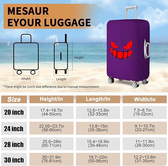 Travel Luggage Cover Thicker Spandex Suitcase Protector Elastic Washable Baggage Covers (M (for 23-24 inch luggage), Purple Eye)