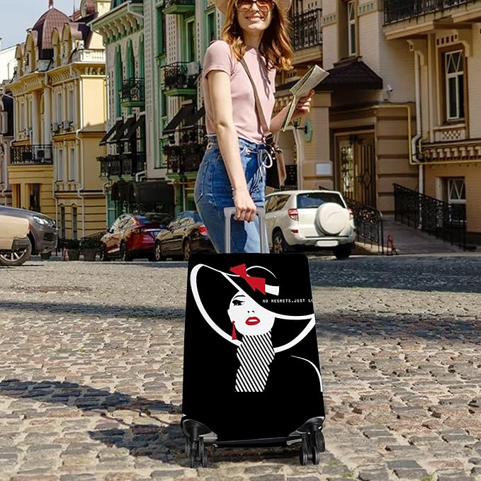 Travel Luggage Cover Suitcase Protector Fits 18-32 Inch Wheel Covers PatternedTravel Related Items Flower Luggage Protector Elastic M
