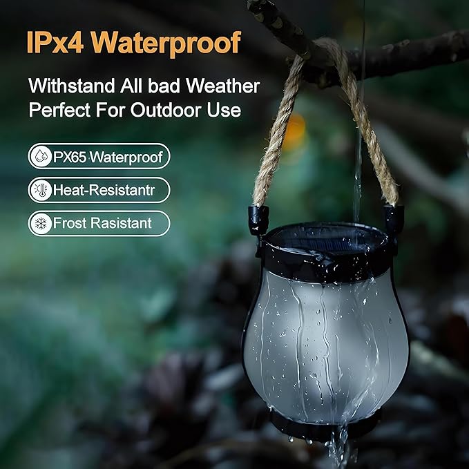 Kaliqo Solar Lantern Outdoor Lights Solar Lantern Waterproof Flickering Flame Hanging Lanterns for Patio Yard Garden Decor (4 Pcs)