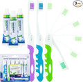 Portable Toothbrush Kit with Toothpaste, Built-in Cover, Folding Collapsible Travel Toothbrush (3 Pack - Medium)