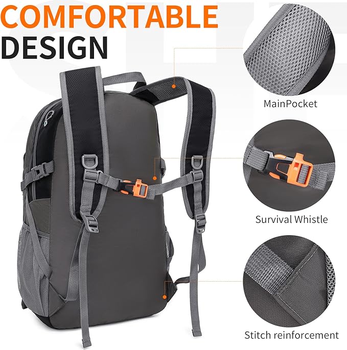 40L Hiking Backpack Lightweight Daypack Waterproof Travel Camping Backpack for Men Women Sport Packable