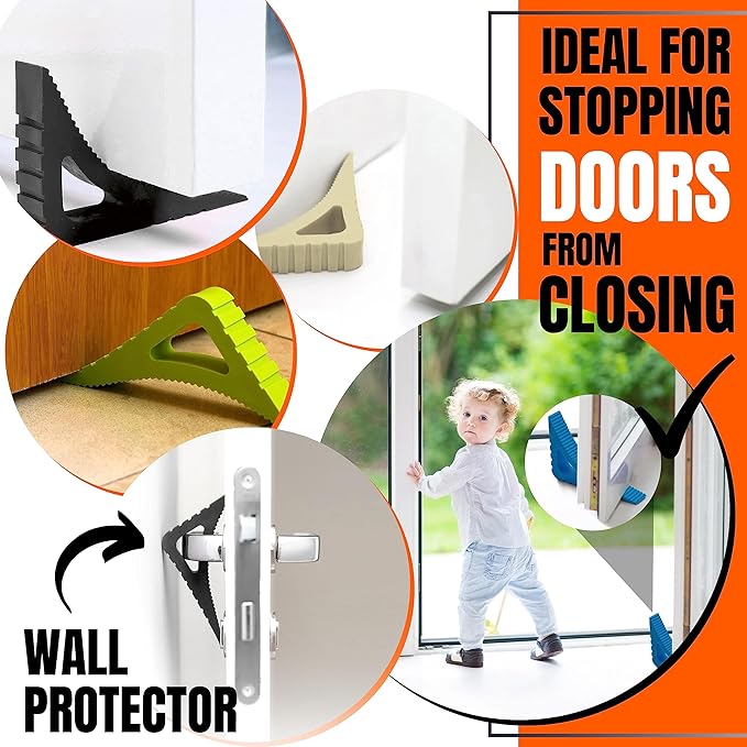 Pekasa Door Stopper & Window Wedge, Rubber Door Stopper, Award Winning Door Wedge Stopper Works on Mutli Floor Surface, Door Stoppers for Bottom of Door, Colorful Large Doorstop Wedge, Vanilla Cream
