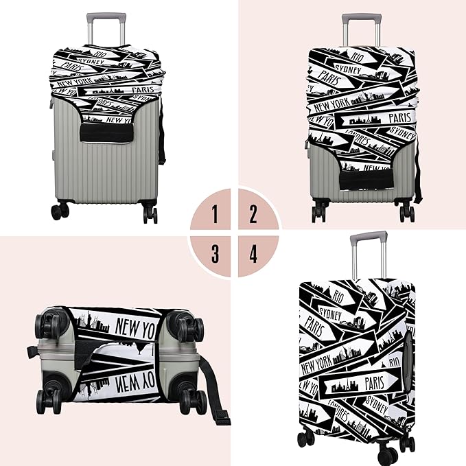 Travel Luggage Cover Suitcase Protector Fits 18-32 Inch Wheel Covers PatternedTravel Related Items Flower Luggage Protector Elastic M