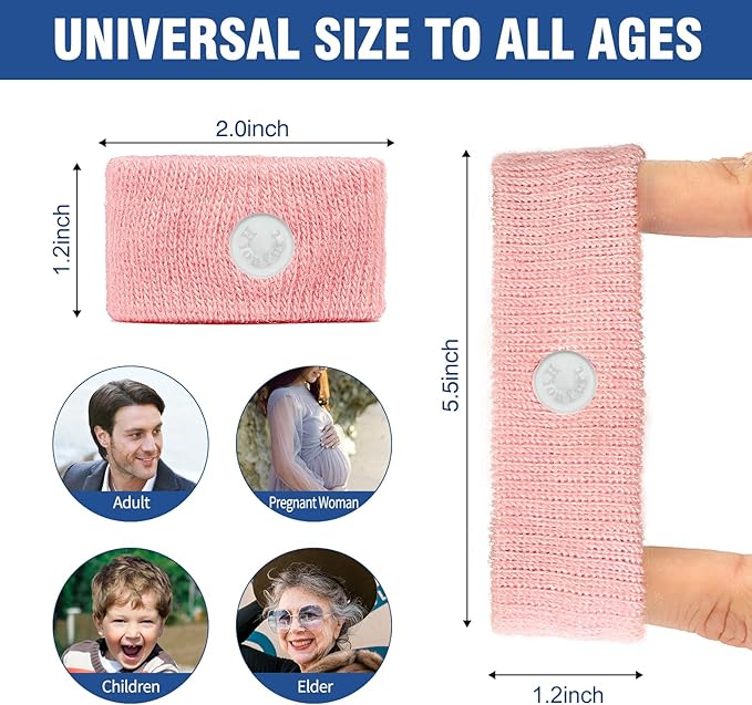 Motion Sickness Bands Anti Nausea Wristband for Adult and Kids Morning Sickness Relief for Pregnant Women Acupressure Nausea Relief for Car, Sea, Air Sickness - 2 Pairs Blue, Pink