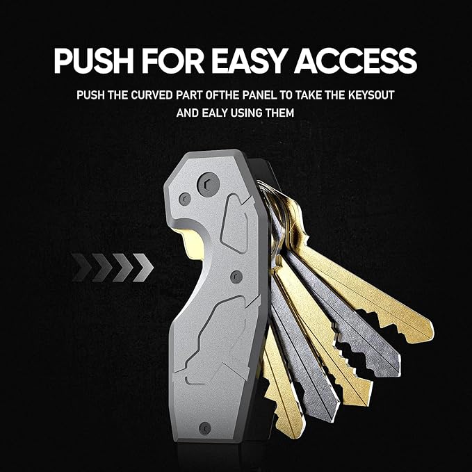 Zeeker Compact Key Organizer Keychain with Built-in Tools – Holds 1-6 Keys, Includes Bottle Opener, Hex Wrench, and Serrated Cutter – Minimalist Key Holder for Men and Women (Grey)