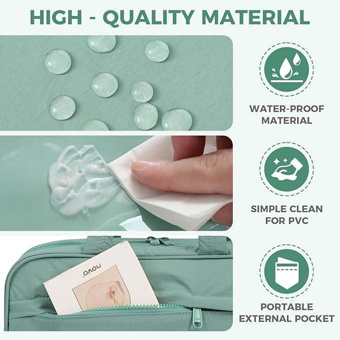 Toiletry Bag For women,Portable Hanging Organizer,4 Leakproof Compartment for full-sized Conditioner, Brushes Set, Makeup Accessories,Visible and easy to access.M-mint