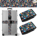 Luggage Straps for Suitcases TSA Approved, Luggage Identifiers for Suitcase, Adjustable Suitcase Strap for Baggage Security with Cute Patten, Travel Necessary Accessories 2Pack (Color Retro)