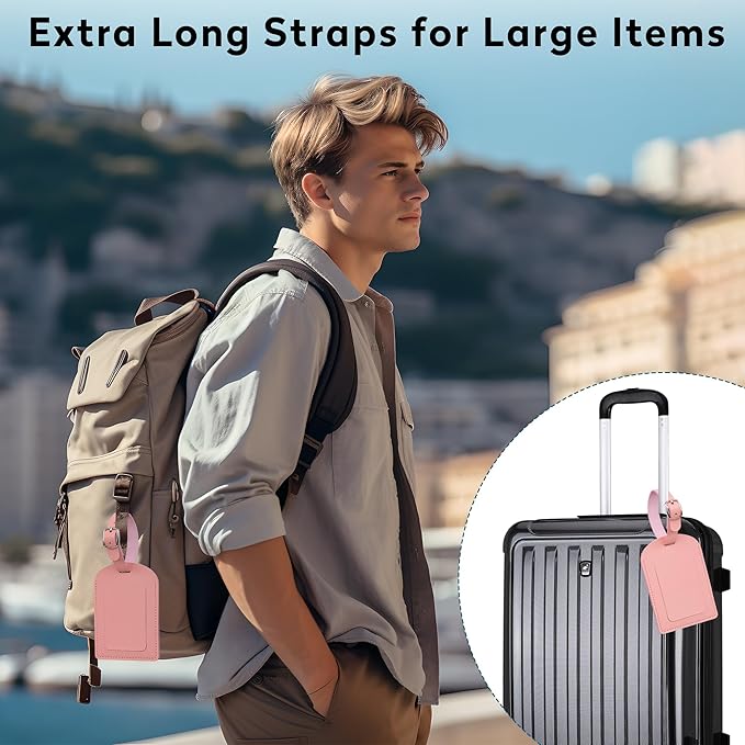Luggage Tags for Suitcase Travel Bag Labels Privacy Protection Luggage Tag for Baggage PVC Baggage ID Label Tags 2 Pack Yellow+Pink
