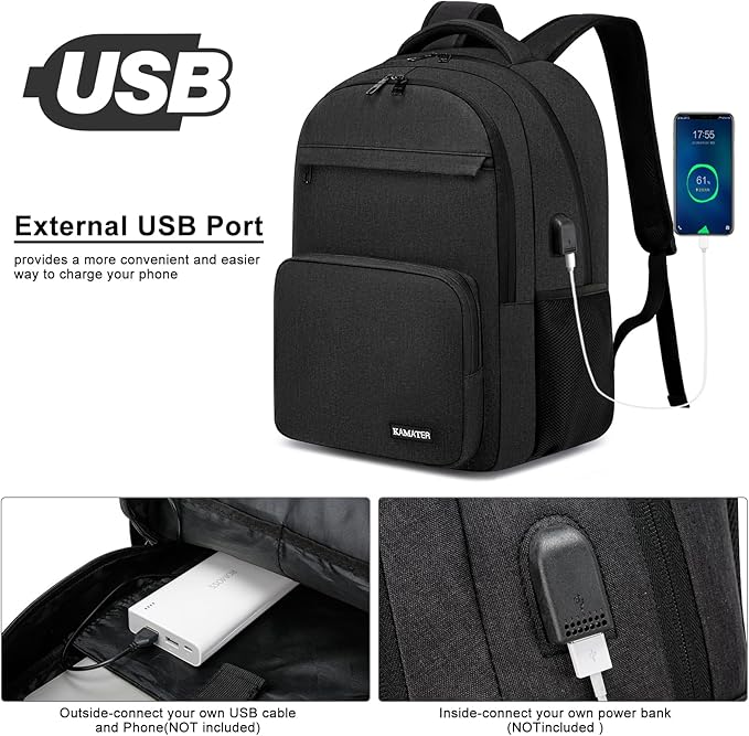 Black Backpack for School, college Backpack for Teens,Students, with 17.3 inch Laptop Sleeve Back Pack for Boys, Large Computer Back Pack with Compartments for Men & Women