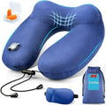 urophylla Inflatable Travel Neck Pillow for Airplanes, Super Soft Velvet Neck Support, Adjustable Firmness, Blow Up Plane Pillow for Long Flights, Road Trips, Travel Essentials with Eye Mask, Earplug