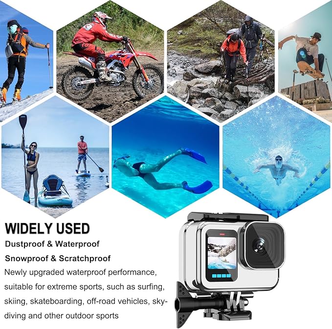 Compatible for Go Pro Hero 13 12 11 10 9 Black Waterproof Housing Case 60M/196FT Protective Underwater Diving Case Shell with Cameras Handle Mount Accessories Kit