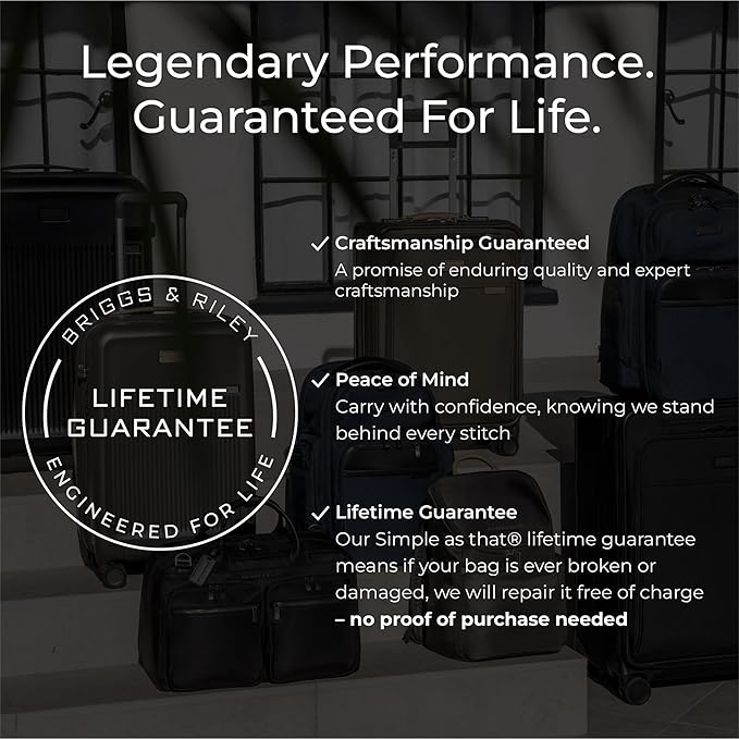 Briggs & Riley 26" Medium Expandable Spinner - Checked Luggage for Travel, Suitcases with Wheels, Softside Rolling Bag for Men & Women, Self-Repairing Zipper - Baseline Collection, Steel Gray