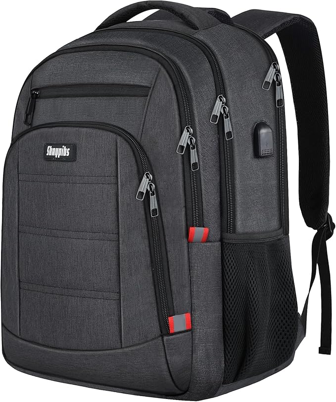 Backpack for Men,School Backpack for boys teens with USB Charging Port,Water Resistant Backpacks for School, Business Work College bookbag,book bag Fits 15.6 Inch,Black Back Pack