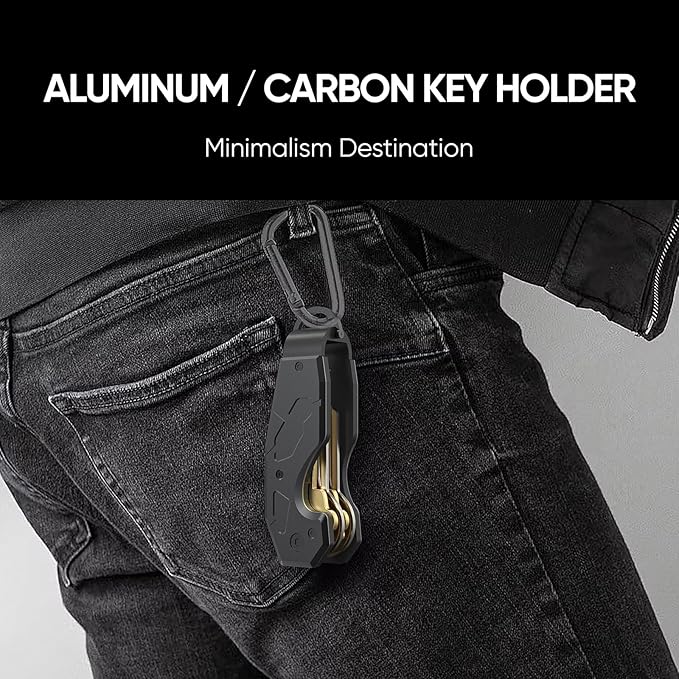 Zeeker Compact Key Organizer Keychain with Built-in Tools – Holds 1-6 Keys, Includes Bottle Opener, Hex Wrench, and Serrated Cutter – Minimalist Key Holder for Men and Women (Black)