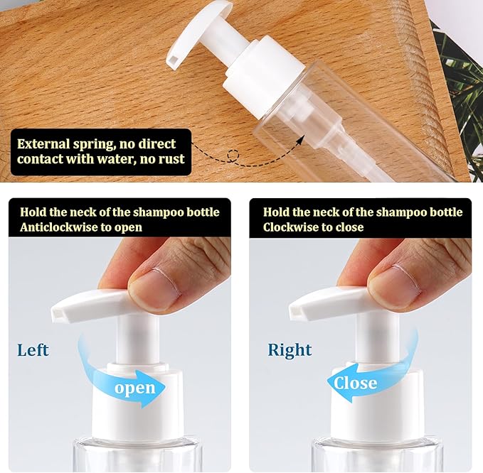 Travel Bottles Plastic Pump Bottle Dispenser TSA Approved 3.4oz/100ml 4 Pack Travel Refillable Shampoo and Conditioner Bottles Empty Travel Size Bottles for Cosmetic, Lotion, Liquid Soap (mixcolor)