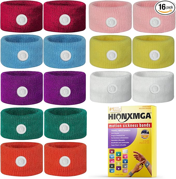 Motion Sickness Bands/Acupressure Nausea Wristband for Nausea,Sea Sickness Wristbands for Natural Relief of Morning Sickness,Dizziness, Motion Sickness(Car, Sea, Flying Travel Sickness)