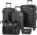 Luggage Sets 3 Piece(20/24/28)-Suitcase Set- Luggage with Wheels-PC + ABS Durable Lightweight Rotating hardshell suitcase 5PCS (Black)…