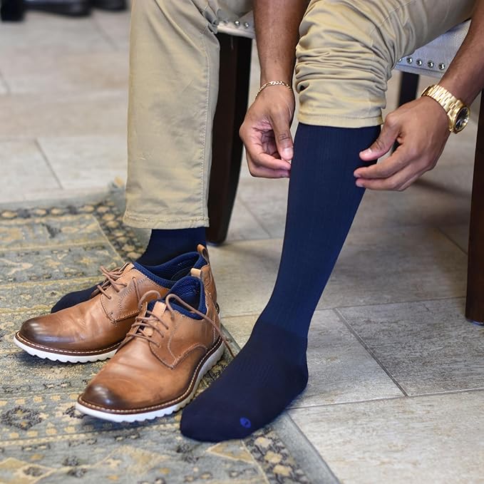Medical Grade Compression Socks for Men & Women 15-20 mmHg by OrthoSleeve (Navy, Small)