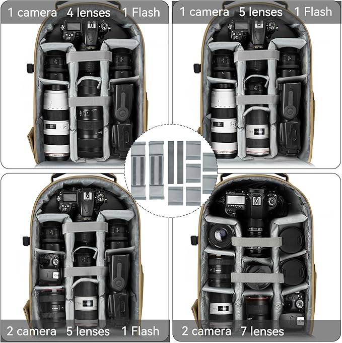 TORIBIO Camera Backpack, Hardshell DSLR Photography Camera Bag, Waterproof Hard Shell Camera Case with Tripod Holder & 15.6" Laptop Compartment Compatible with Canon/Nikon/Sony/DJI Mavic Drone