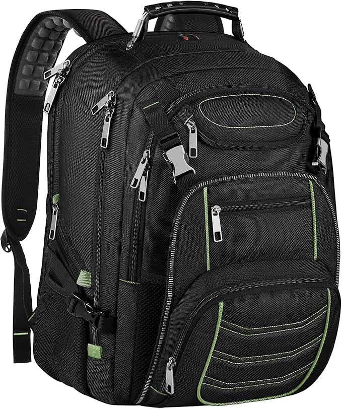 Travel Laptop Backpack,Extra Large 18.4 Inch Laptop RFID Anti Theft TSA Friendly Backpack with USB Charging Port,Water Resistant Backbag,Heavy Duty Computer Bag for Women Men,21.2*15.5*11.5 inch Green