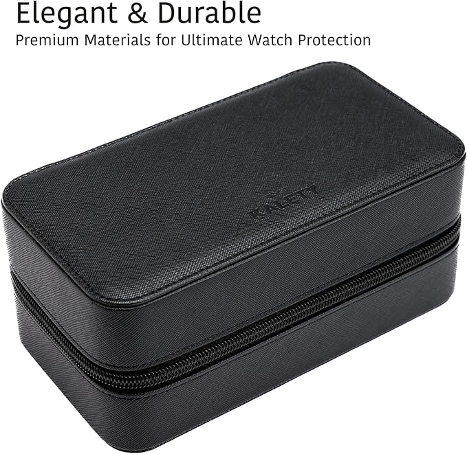 Watch Travel Case for Men | Leather Watch Case with 3 Slots | Perfect Travel Watch Organizer | Portable Watch Carrying Case for Men
