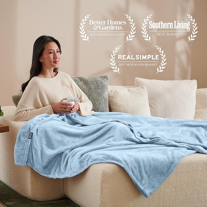 Bare Home Fleece Blanket - King Size - Ultra-Soft Lightweight for Bed, Sofa, and Couch - Luxury Microplush - Cozy Warm Blanket (King, Light Blue)