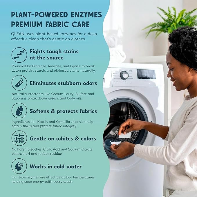 QLEAN Laundry Detergent Sheets – Travel-Friendly, HE & Standard Washer Safe, Liquidless Laundry Soaps, Quick-Dissolving Formula, Skin-Friendly (120 Loads, Sweet Summer Love)