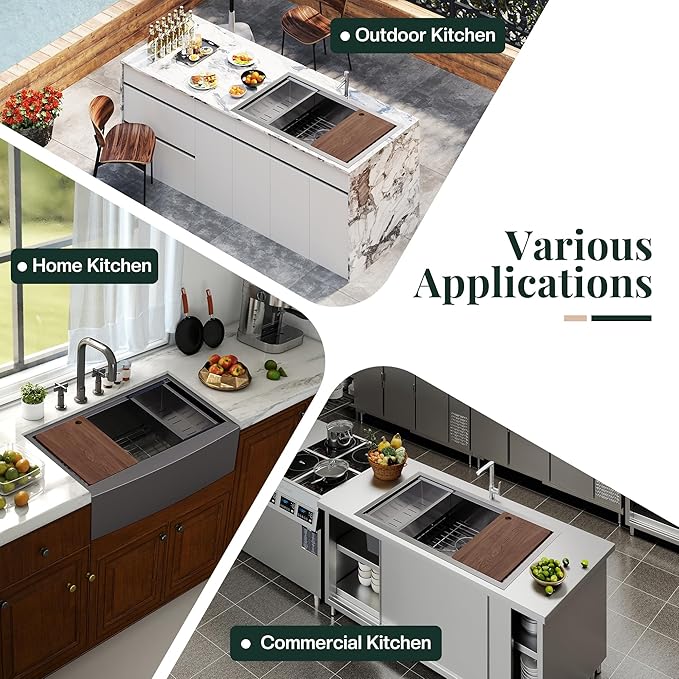 36-Inch Undermount Kitchen Sink Workstation, 16 Gauge Stainless Steel Double Bowl Kitchen Sink with Cutting Board, Drying Rack, Roll-Up Rack and Drain Assembly