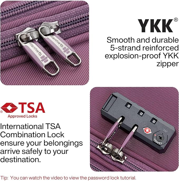 Hanke 20/28 Inch 2 Piece Luggage Sets with Spinner Wheels Expandable Luggage Large Suitcases with Wheels Lightweight Travel Luggage Rolling Suitcase with Lock Softside Checked Luggage.(Purple)