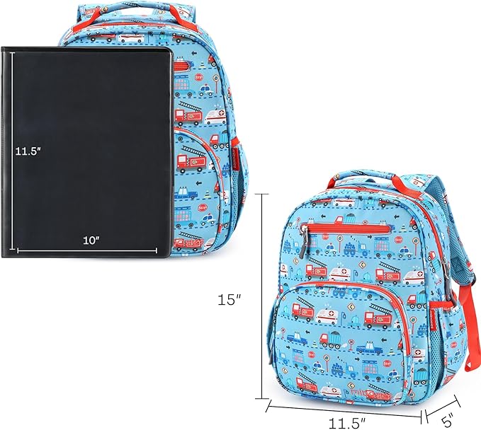mibasies Boys Backpack 5-8: Lightweight Kids Backpacks Boys - Boy Bookbag for Elementary School - Car