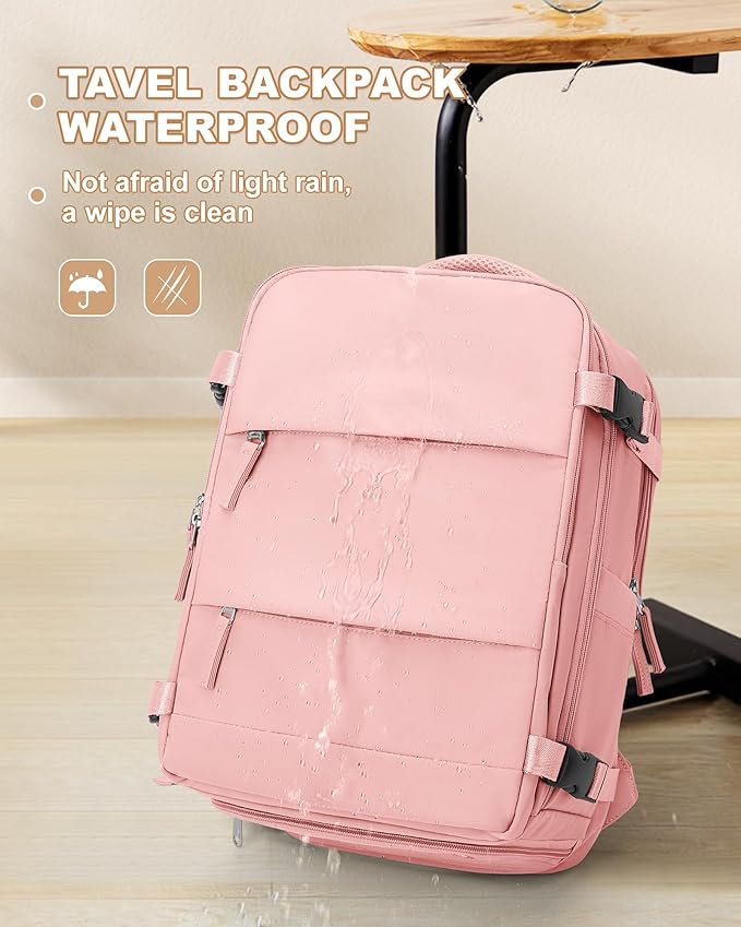 coowoz Large Travel Backpack Carry On for Women Man Gym Backpacks with Laptop Compartment Mochila de Viaje Teacher Personal Item Backpack Rucksack Airplane Accessories Must Haves Pink
