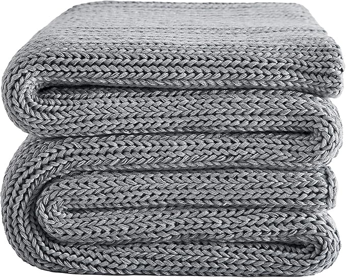 L'AGRATY Knitted Weighted Blanket - 48"x72" 20lbs Cooling Chunky Knit Heavy Blanket for Adults Braided Crochet Throw Thick Cable Yarn Knit Decorative No Beads Evenly Weighted Machine Washable