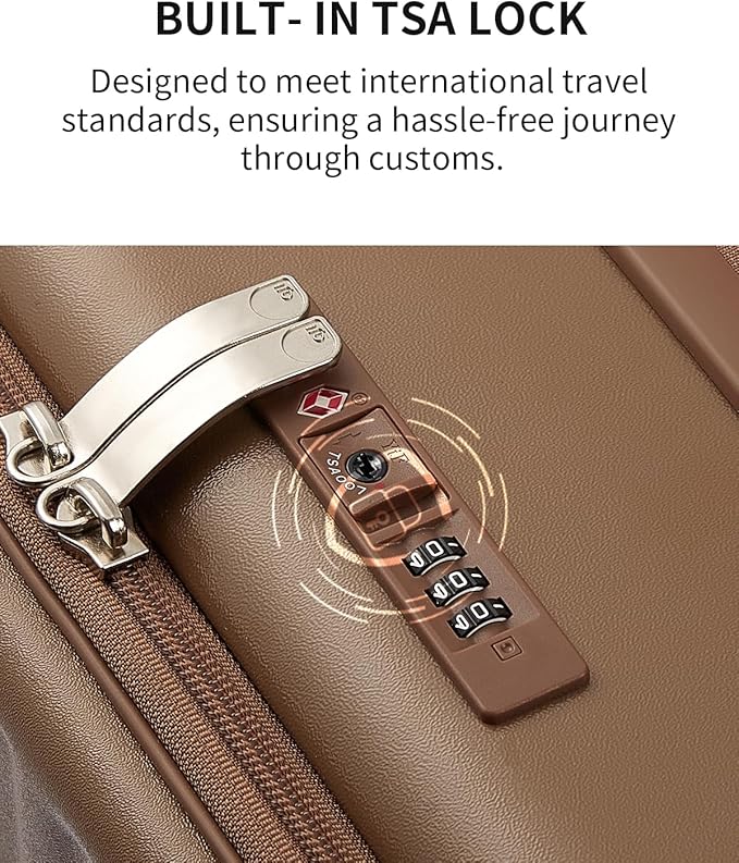 aji Expandable Top Opening 24 Inch Checked Luggage with Spinner Wheels, Large Suitcase with TSA Lock, Hard Shell Travel luggage Suitcases for Men Women, for 12+Days Travel, Chocolate Brown