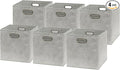 SIMPLE HOUSEWARE 11-Inch Collapsible Fabric Cube Storage Bin with Handles, Printed Design, 6 Pack, Gray