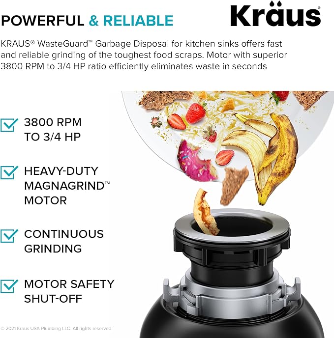 KRAUS Bellucci Workstation 32 in. Undermount Granite Composite Single Bowl Kitchen Sink in White with Accessories with WasteGuard™ Continuous Feed Garbage Disposal, KGUW1-33WH-100-75MB