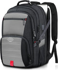 18.4 Inch Extra Large Travel Backpack, TSA Laptop Backpack with USB Port, 55L Water Resistant Carry on College School Computer Backpack Men Women, Grey