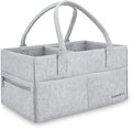 Runsabay. Nursery Basket-Baby Diaper Caddy Organizer for Changing Table-Portable Holder Tote Bag-Car Organizer with Removable Divider-Best Shower Gift Basket for Newborns Registry- Grey & Large Size
