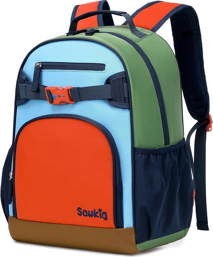 Cute Mini Toddler Backpacks for Boys 2-4 Little Kids Backpack Preschool Bookbag (Orange Blue)