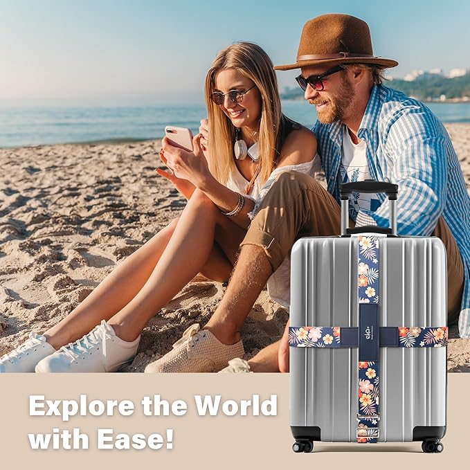 Luggage Straps for Suitcases,Adjustable Luggage Elastic Belt, Travel Essentials for Airport,Station, Vibrant Designs, Hula Girl