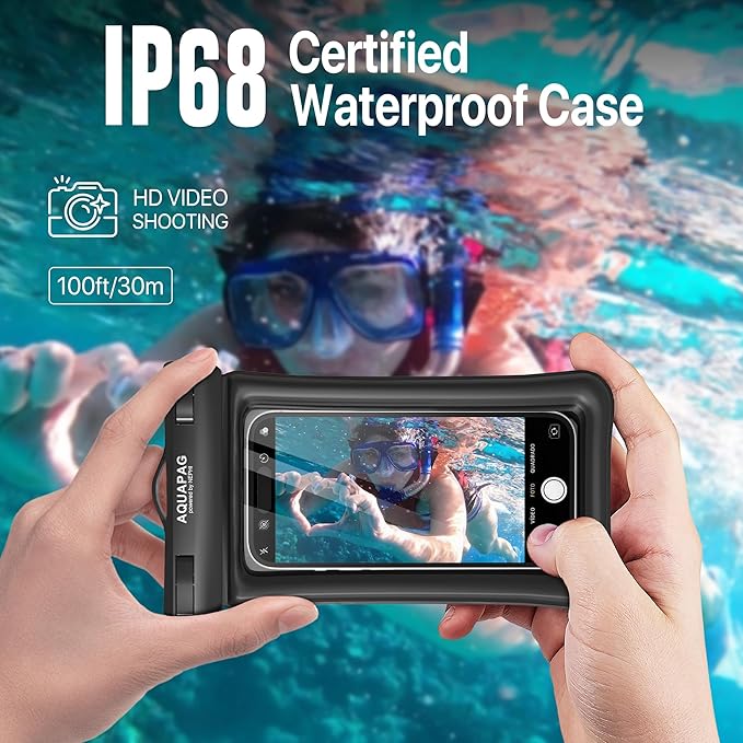 NEPHI IPX8 Floating Waterproof Phone Pouch 2 Pack-Up to 8.0"，Floating Phone Case for iPhone Andriod, Dry Bags for Vacation Beach Pool Kayak Cruise Travel Essentials (Black White 2 Pack)