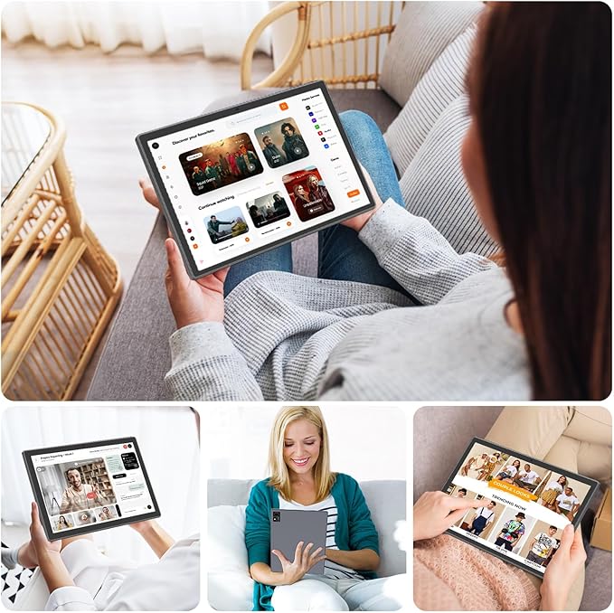 Android 15 Tablet with Keyboard, 16GB（8+8）RAM+256 Storage(Expand to 2TB), 8000mAh Battery, Widevine L1,10 Inch 2-in-1 Tablets with 5G/2.4G WiFi, BT5.0, GMS Certified, with Mouse, Case, Stylus（Black）