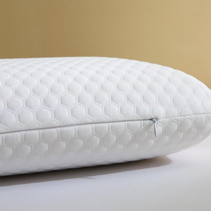 Memory Foam Bed Pillows, Pillow for Side and Back Sleeper, Pillow for Neck Pain Relief, Washable Removable Cover, Soft, White (King)