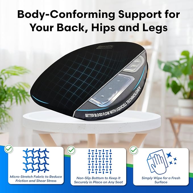 Original Seat Cushion with LiquiCell Technology – Tailbone, Sciatica, Hip & Lower Back Pain Relief – Car Seat Cushion, Office Chair, Truck, Travel, Home – 18"x17"x2"