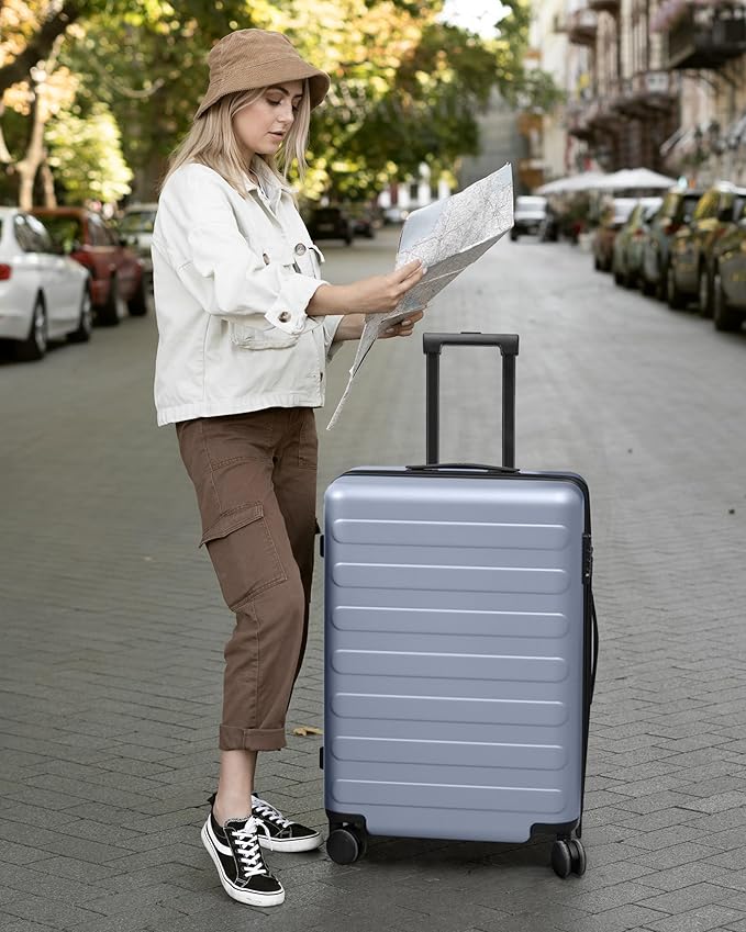 Carry on Luggage 22 X 14 X 9 Airline Approved, 20 Inch Luggage for 3-5 Days Travel, Double Spinner Wheels, 100% Hardshell PC, TSA Lock (00-Shadow (Expandable), Checked 24-Inch)