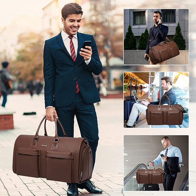 Modoker Garment Bags for Travel Carry on Duffle Bags for Airplane Weekender Suit Bags for Men Travel,2 in 1 Travel Duffel ang Garment Bags for Hanging Clothes,Black